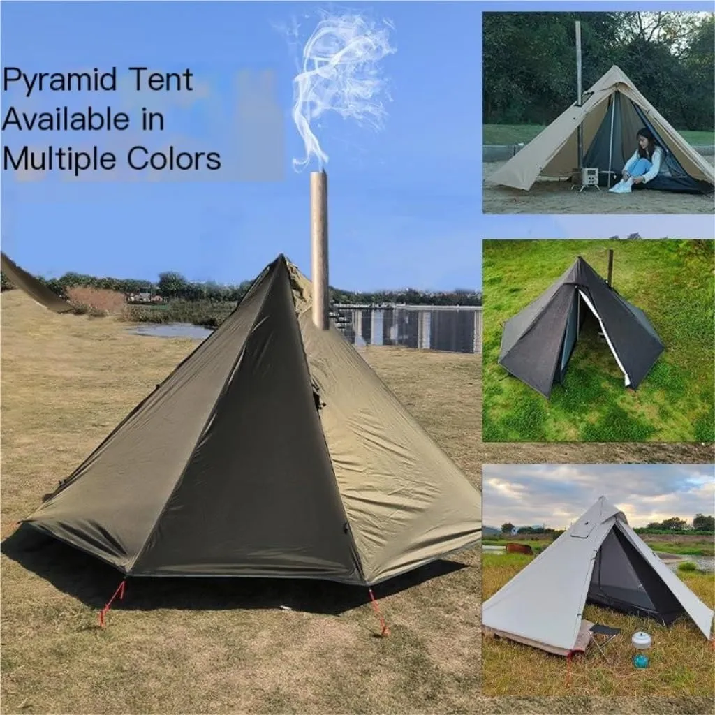 Tent Outdoor Waterproof Camping Double-Layer Tent Set Single Wood Stove Chimney Tent Camping Tent Outdoor Tent