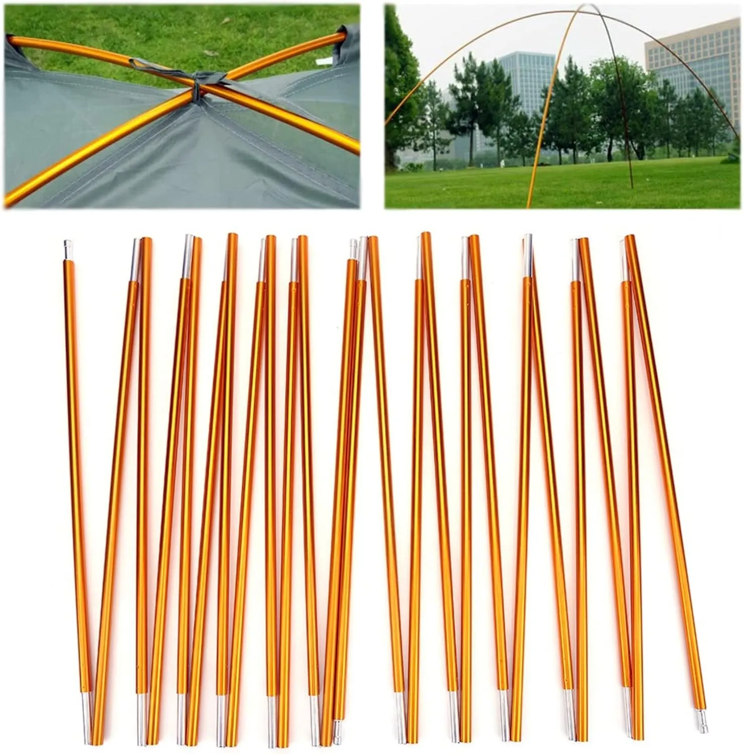 Tent Poles Replacement, Lightweight Tent Pole Repair Kit -24 Sections Aluminum Alloy Anti-UV Windproof Waterproof Tent Poles Awning Poles for Outdoor Camping