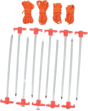Tent Stake Bundle Heavy Duty Kit Metal Tent Stakes Reflective Ropes Easy Fixation for Camping Tarp Canopy