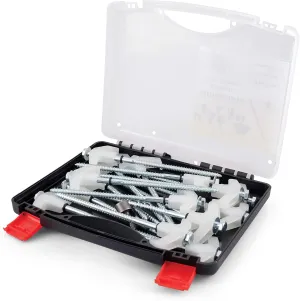 Tent Stakes - 16 Heavy-Duty Ground Screw Anchor Pegs - Galvanized - Non Rust - Perfect for Yard, Garden, Awning & Canopy - Glow-in-The-Dark Tops - Hex Tool & Carry Case - Gazebo - Accessories