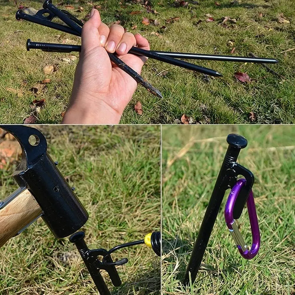 Tent Stakes Metal, Ground Stakes Heavy Duty, Heavy Duty Steel Tent Stakes, Tarp Pegs Camping Stakes for Outdoor Camping Canopy, and tarp-Black||11.81in