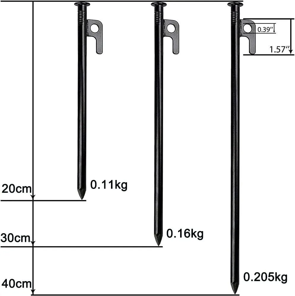 Tent Stakes Metal, Ground Stakes Heavy Duty, Heavy Duty Steel Tent Stakes, Tarp Pegs Camping Stakes for Outdoor Camping Canopy, and tarp-Black||11.81in