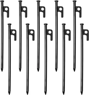 Tent Stakes Metal, Ground Stakes Heavy Duty, Heavy Duty Steel Tent Stakes, Tarp Pegs Camping Stakes for Outdoor Camping Canopy, and tarp-Black||11.81in