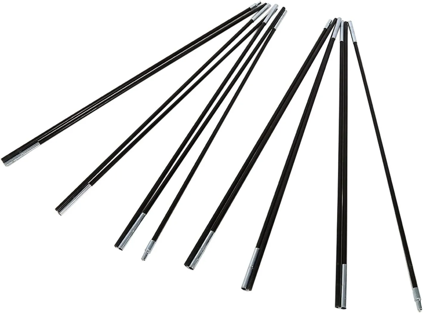 Tent Support Poles Tent Pole Replacement Rubber Cord Fiberglass Rod Foldable 2 Sets 7 Sections Portable Camping