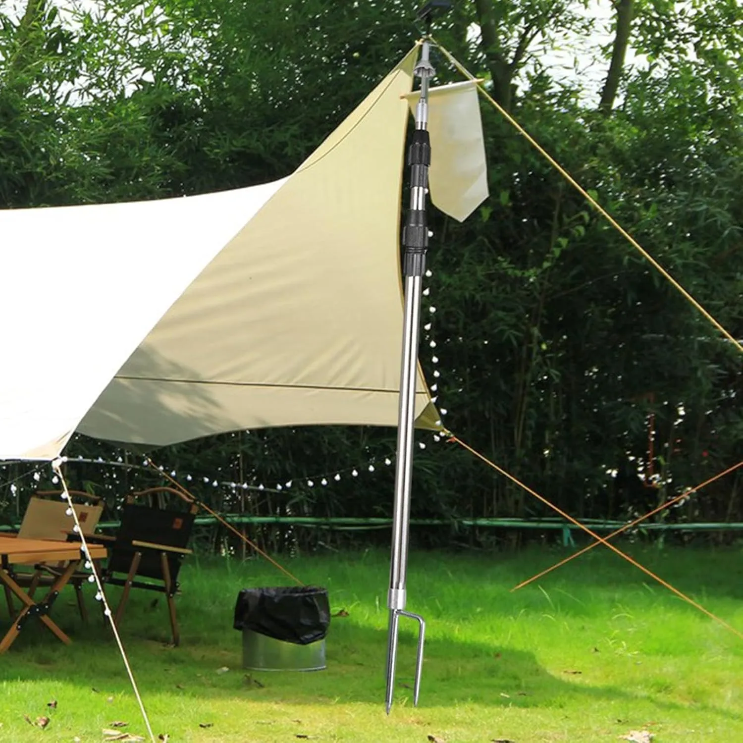 Tent Tarp Poles Replacement Poles Heavy Duty Tent Support Rods Adjustable Stainless Steel Tent Pole Awning Poles for Hiking