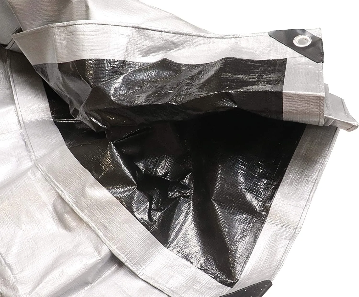 Tent Tarp, Waterproof, Heavy Duty Cover for Swimming Pool, Camping, Truck, Car, Tents, Roof, Boat or Furniture, UV and Tear Resistant, Indoor/Outdoor Silver and Black Tarp, 15' x 20'