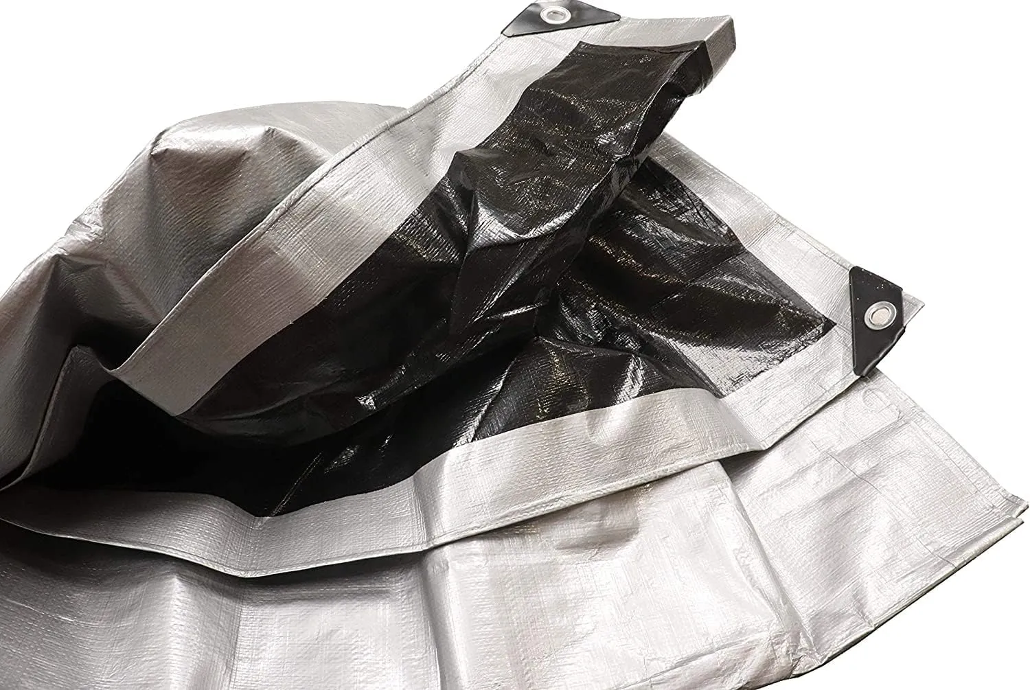 Tent Tarp, Waterproof, Heavy Duty Cover for Swimming Pool, Camping, Truck, Car, Tents, Roof, Boat or Furniture, UV and Tear Resistant, Indoor/Outdoor Silver and Black Tarp, 15' x 20'
