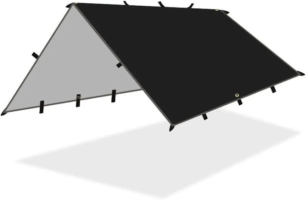 Tent Tarp Waterproof Tent Cover, 3m x 4m Tent Awning Camping Tarp, Lightweight Waterproof Camping Shelter for Sunshade Camping Outdoor-Black