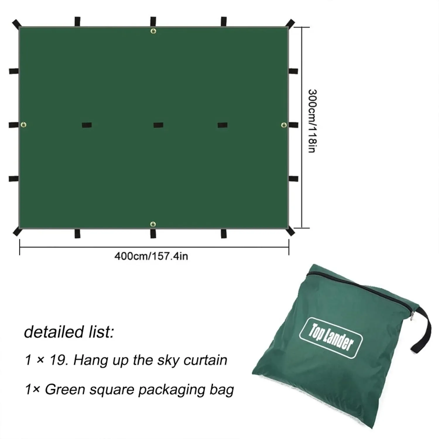 Tent Tarp Waterproof Tent Cover, 3m x 4m Tent Awning Camping Tarp, Lightweight Waterproof Camping Shelter for Sunshade Camping Outdoor-Black