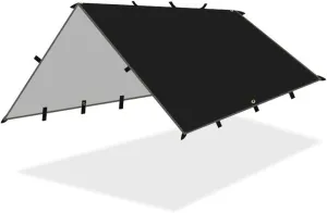 Tent Tarp Waterproof Tent Cover, 3m x 4m Tent Awning Camping Tarp, Lightweight Waterproof Camping Shelter for Sunshade Camping Outdoor-Black