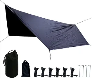Tent Tarp,Picnic Mat Camping Tarp Tent Hammock Tarp, Pu Waterproof Camping Tarp Tent Rain Fly Picnic Mat Survival Shelter Sunshade (Color : Black, Size : 360 * 280cm)