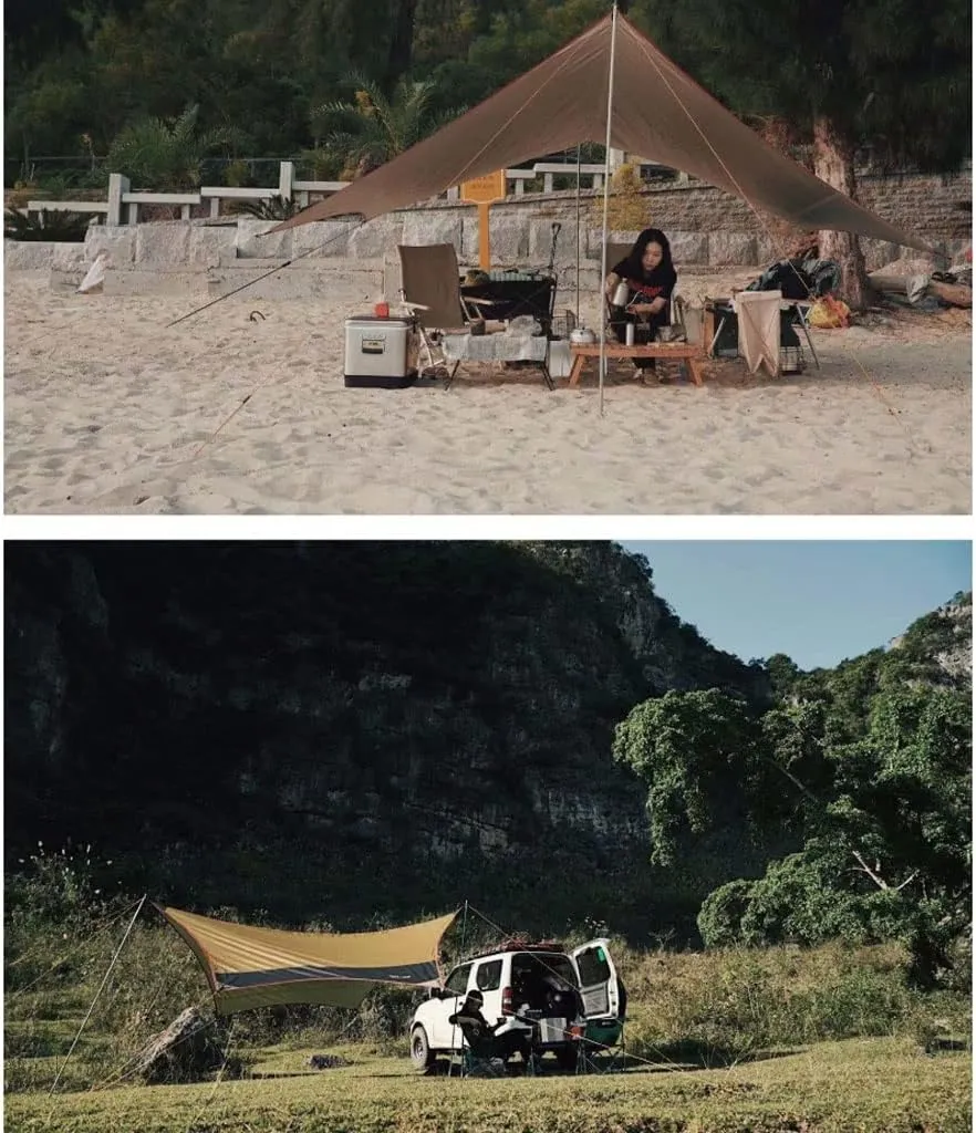Tent Tarps Waterproof Tent Tarp Rain Fly 200D Oxford Cloth UV Protection and PU 3000mm Canopy with Aluminum Alloy Poles (Size : 360x420x220cm) (One Color 500x470x240cm)