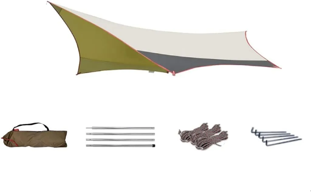 Tent Tarps Waterproof Tent Tarp Rain Fly 200D Oxford Cloth UV Protection and PU 3000mm Canopy with Aluminum Alloy Poles (Size : 360x420x220cm) (One Color 500x470x240cm)