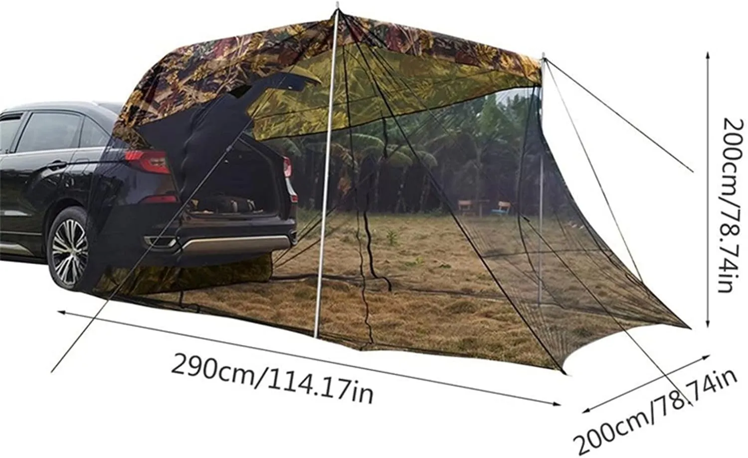 Tent Tour Car Rear Tent Extension Sunshade Tent Vehicle Trunk Side Awning Off-Road Outdoor Canopy Camping Tent (Color : Blue) (Green One Size)