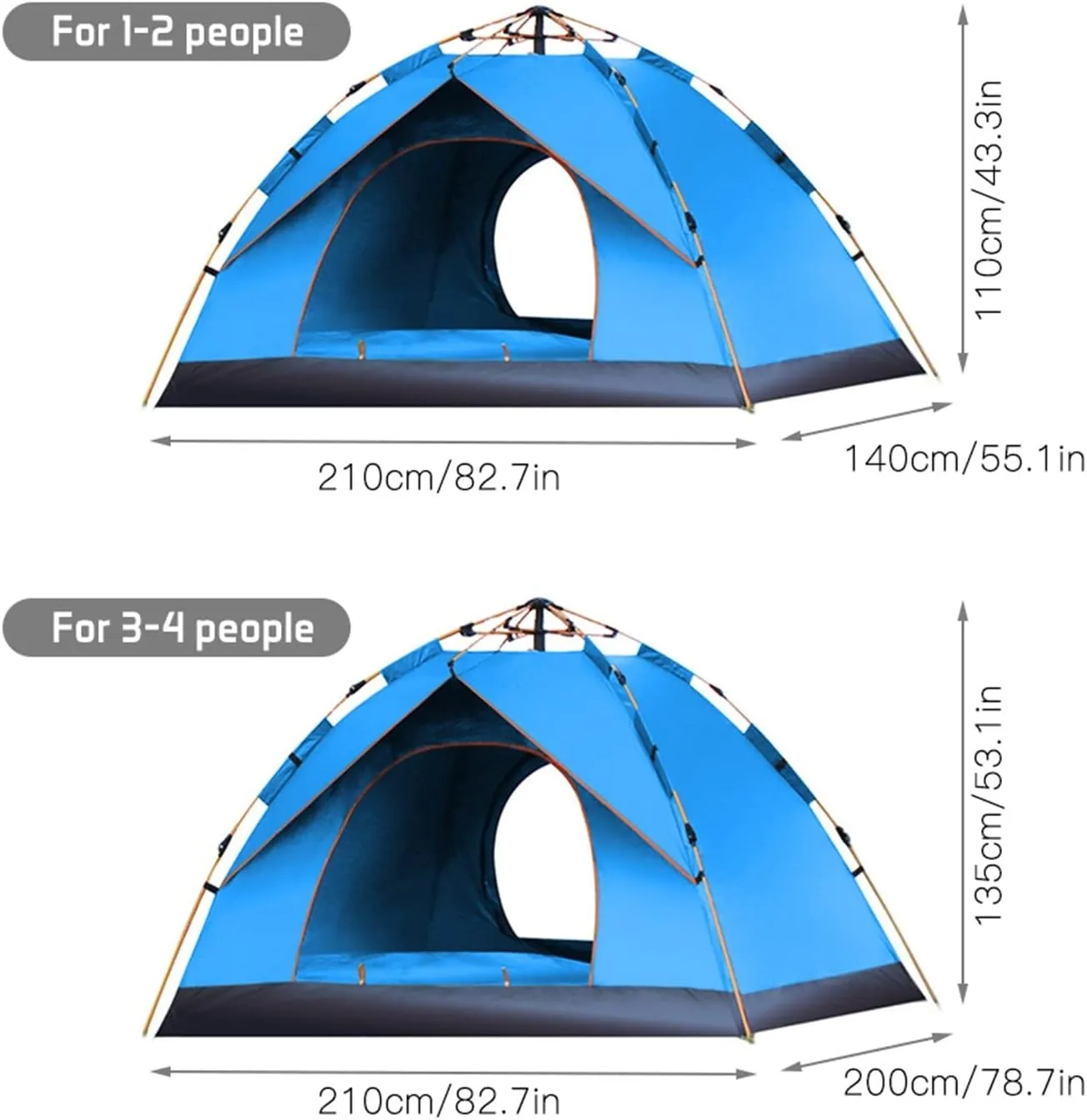 Tents 3-4 People pop up Tents Open Tent Throw Outdoor Camping Hiking Automatic Season Tents Speed Open Family Beach Large Space Tent