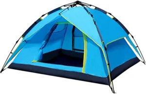 Tents 3-4 Person Hydraulic Automatic Camping Tent Double Layer Instant Setup Outdoor Family Tent Portable Backpacking Tent for Hiking, Blue