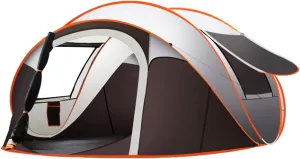 Tents 5-8 People Fully Automatic Camping Tent Windproof Waterproof Automatic Pop-up Tent Family Outdoor Instant Setup Tent 4 Season, Khaki