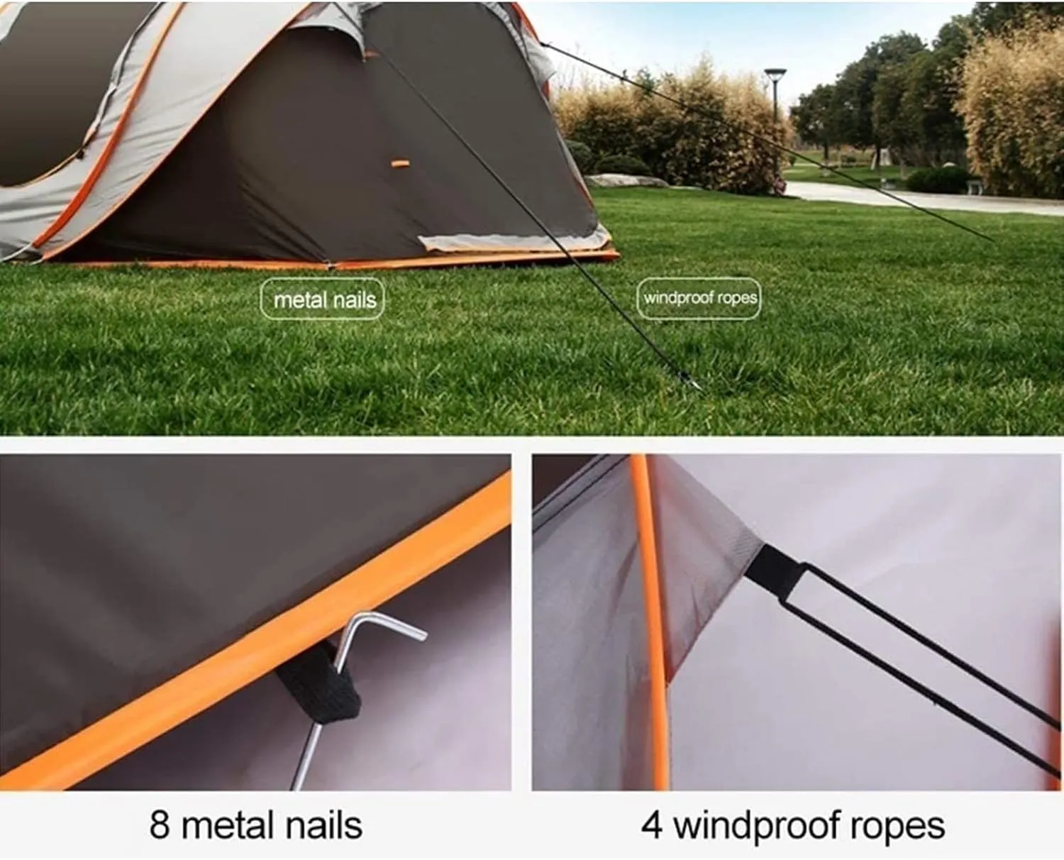 Tents 5-8 People Fully Automatic Camping Tent Windproof Waterproof Automatic Pop-up Tent Family Outdoor Instant Setup Tent 4 Season, Khaki