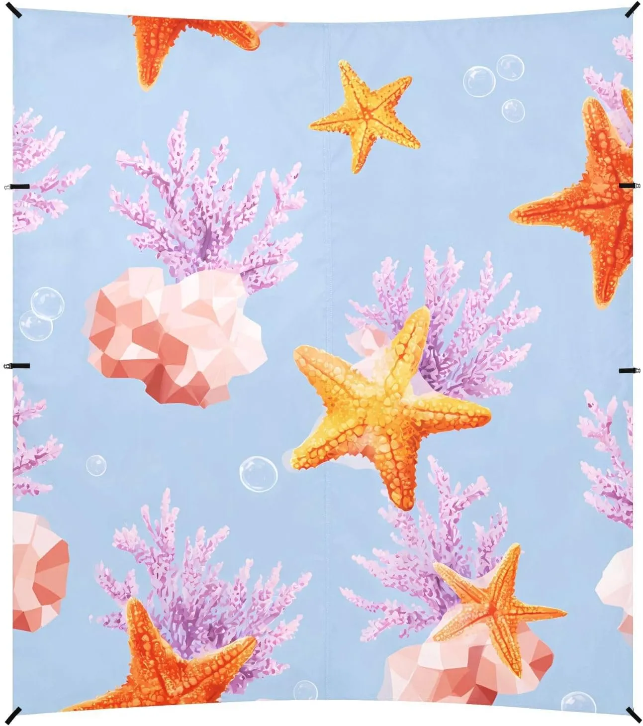 Tents Beach Tent with Sand Anchor, Starfish Coral Blue Background Pattern Portable Canopy Sunshade - 9' x 10' - Sandbags & Reinforced Corners & Stability Poles Sun Shelter Outdoor Camping