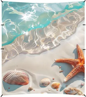 Tents Beach Tent with Sand Anchor, Tropical Beach Starfish Shell Wave Water Portable Canopy Sunshade - 9' x 10' - Sandbags & Reinforced Corners & Stability Poles Sun Shelter Outdoor Camping