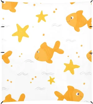 Tents Beach Tent with Sand Anchor, Yellow Fish Pattern Starfish Portable Canopy Sunshade - 9' x 10' - Sandbags & Reinforced Corners & Stability Poles Sun Shelter Outdoor Camping