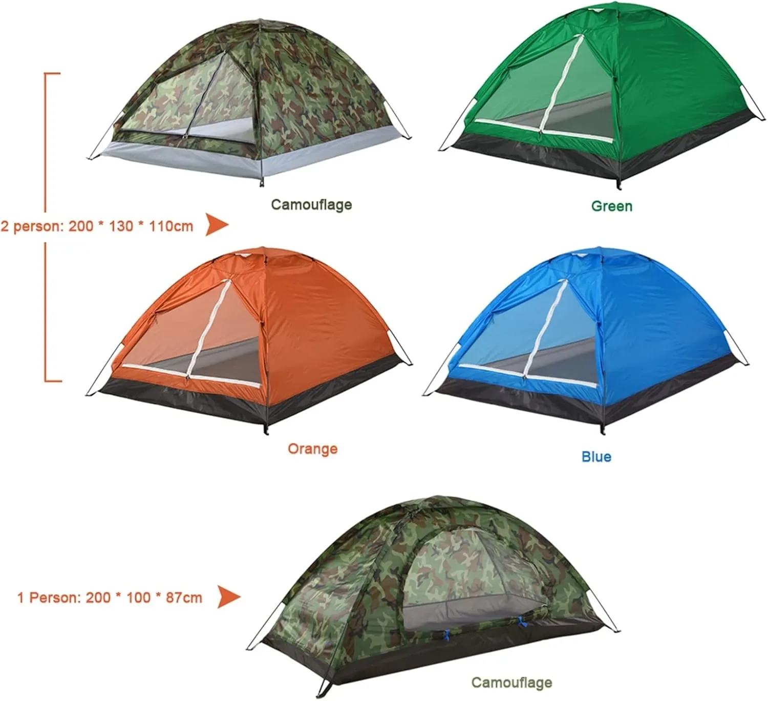 Tents Lightweight Camping Tent Outdoor 2 Person Single Layer 4 Season Tent Portable Travel Backpacking Fishing Tent with Handbag