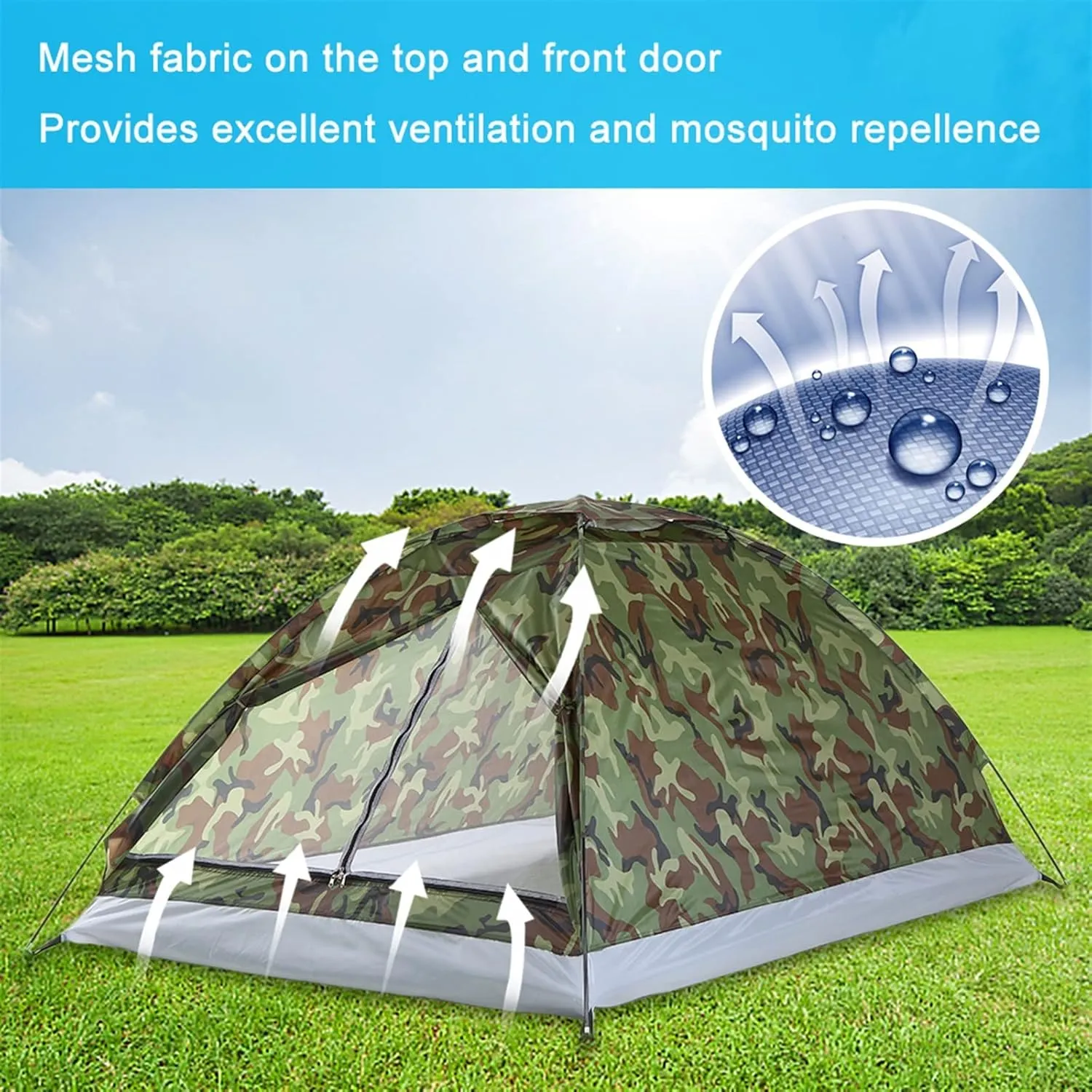 Tents Lightweight Camping Tent Outdoor 2 Person Single Layer 4 Season Tent Portable Travel Backpacking Fishing Tent with Handbag