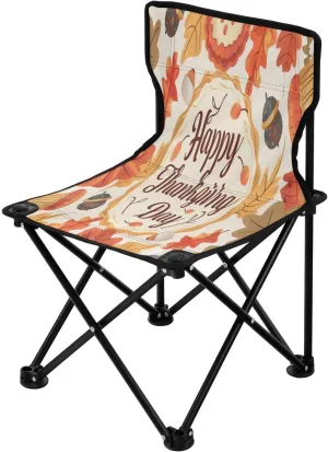 Thanksgiving Beautiful Maple Leaf Portable Outdoor Folding Chair Anti-Slip Padded Oxford Cloth Stool Camping Chair Small for Beach Hiking Fishing Gardening Quad Camp Chair