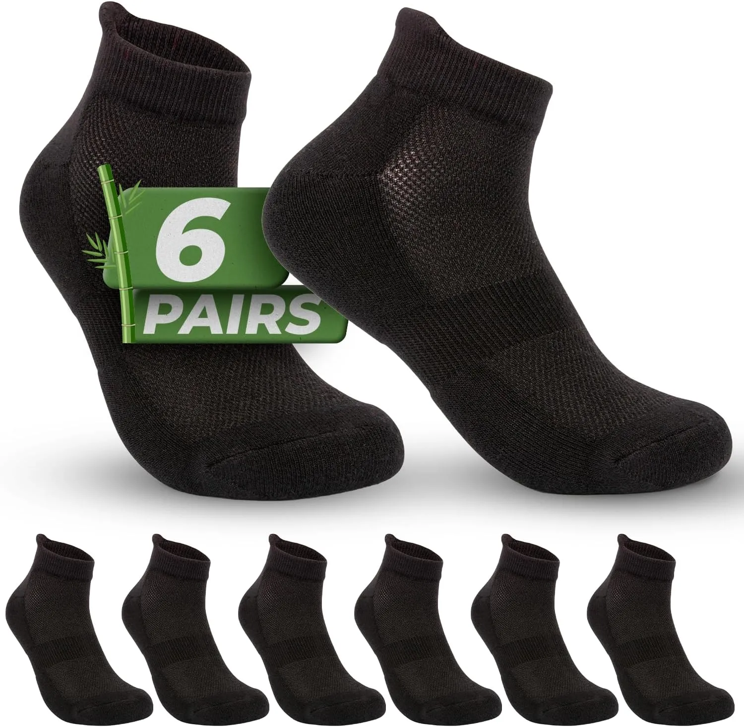 TheGreenSticks Bamboo Rayon - Thick Diabetic Ankle Socks for Women & Men [6 Pairs]