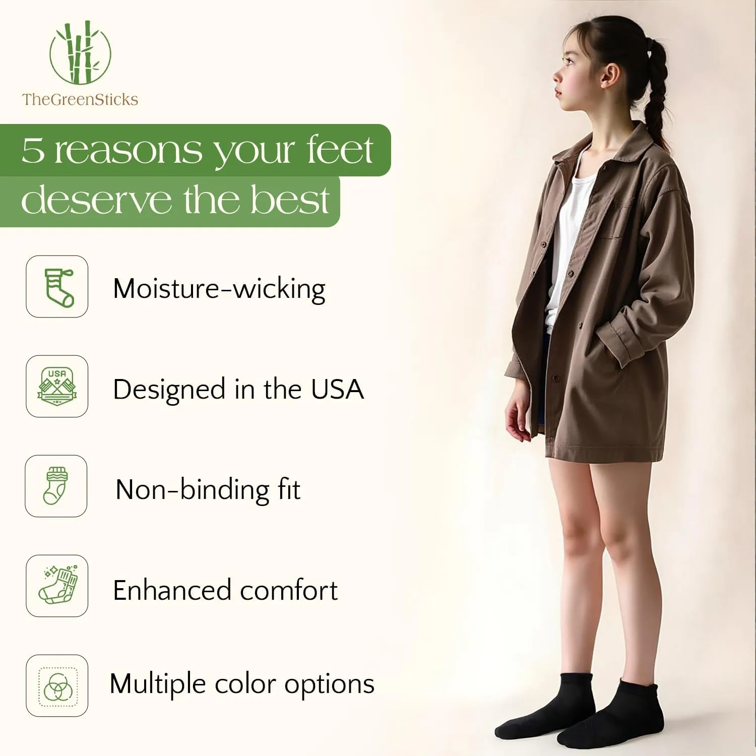 TheGreenSticks Bamboo Rayon - Thick Diabetic Ankle Socks for Women & Men [6 Pairs]
