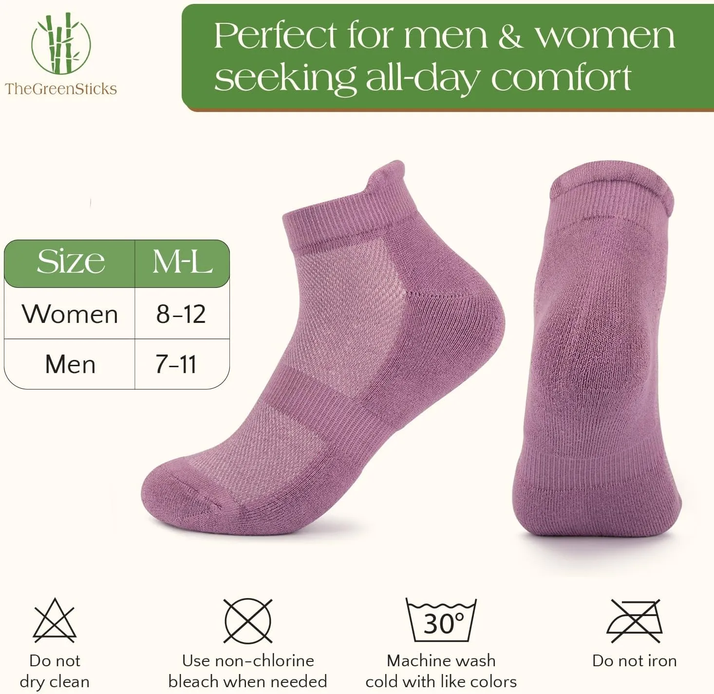 TheGreenSticks Bamboo Rayon Thick Diabetic Ankle Socks for Women & Men - Cushioned, Mesh & Moisture Wicking -Unisex US (7-12)