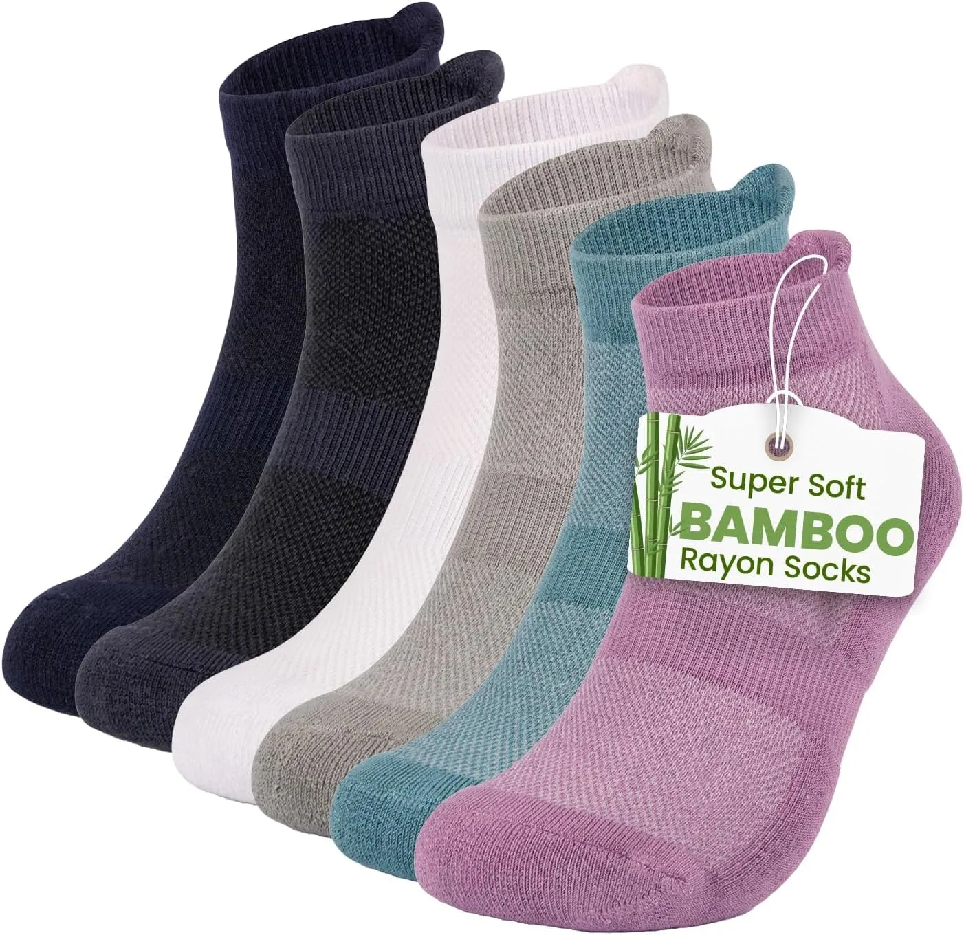 TheGreenSticks Bamboo Rayon Thick Diabetic Ankle Socks for Women & Men - Cushioned, Mesh & Moisture Wicking -Unisex US (7-12)