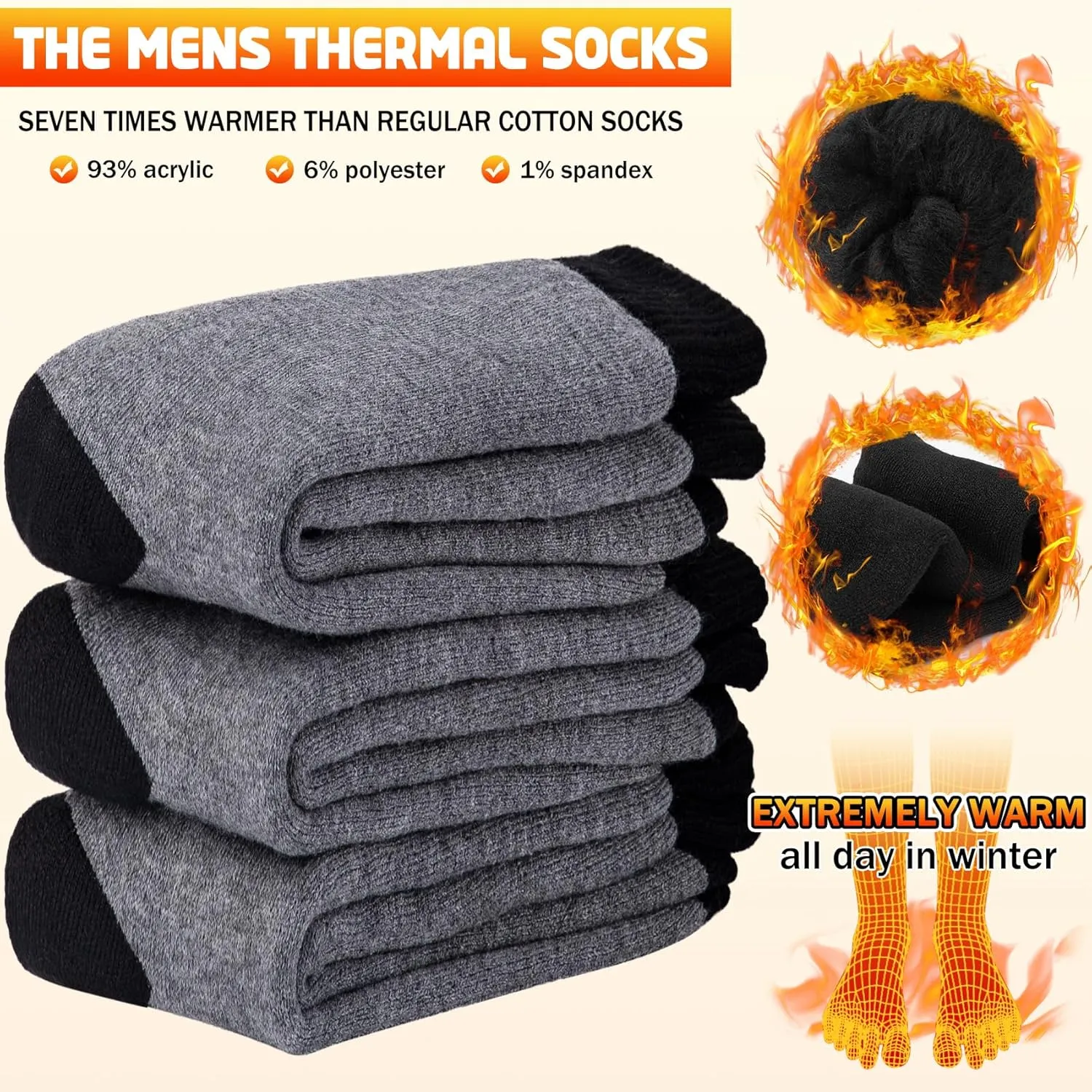 Thermal Socks for Men, Winter Warm Socks Mens for Cold Weather Extreme Temperatures