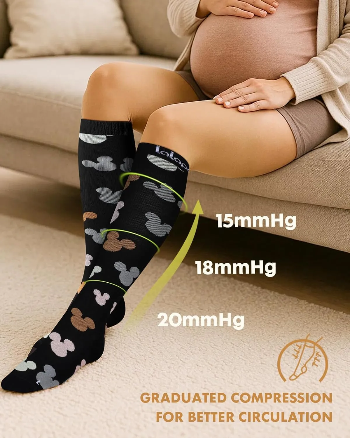 Thick Soft Cotton Compression Socks for Women Men 15-20mmHg Knee High Breathable Cotton Socks for All Day Comfort