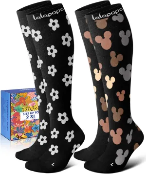 Thick Soft Cotton Compression Socks for Women Men 15-20mmHg Knee High Breathable Cotton Socks for All Day Comfort