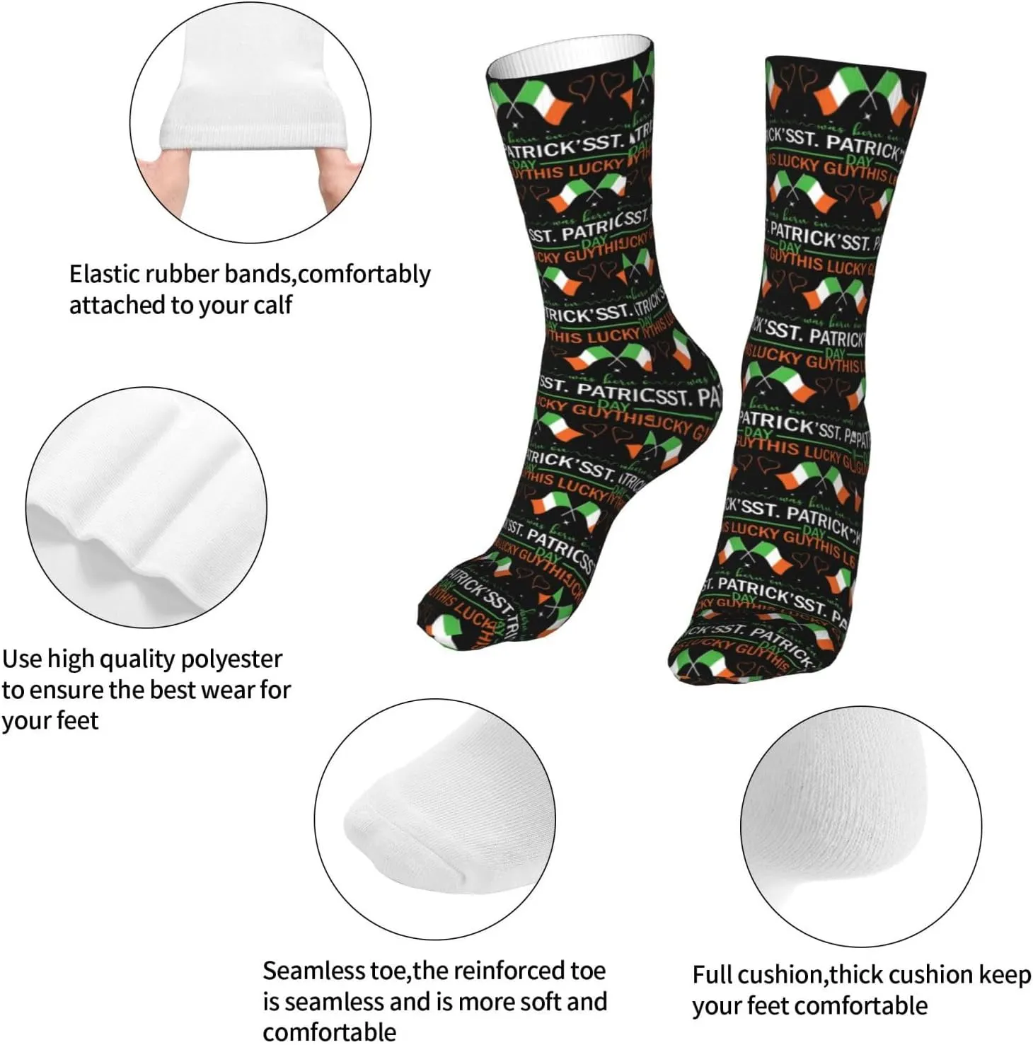 This Is Lucky Guy Was Born On St Patrick'S Day Air Cushioned Running Socks Breathable Round Neck Socks