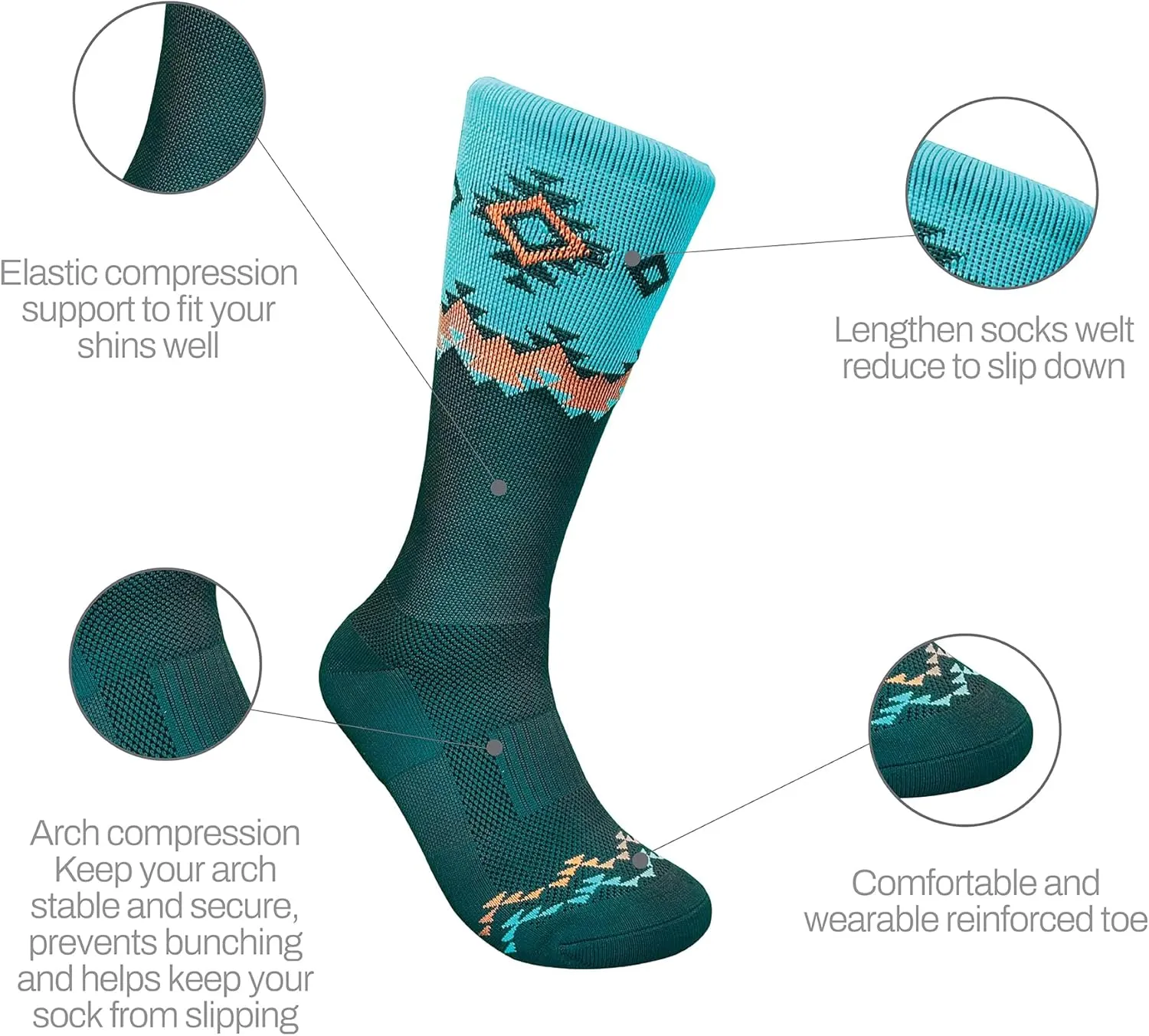 Thunderbird Moisture Wicking Hiking Socks | Pack of 4 - Unisex | Lightweight Socks for Outdoor | Quick Dry