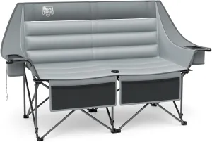 TIMBER RIDGE Fully Padded Double Camping Chair, Heavy Duty Outdoor Folding Camp Couch, Loveseat Camping Chairs Perfect for Campsites, Patio/Lawn, Soccer Games or Other Youth Sports, Supports 600 lbs
