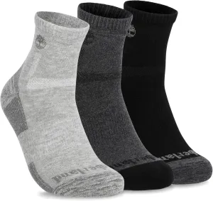 Timberland Men's Hiking, Wool, Winter, Cushioned Low Cut Quarter Socks with Arch Support