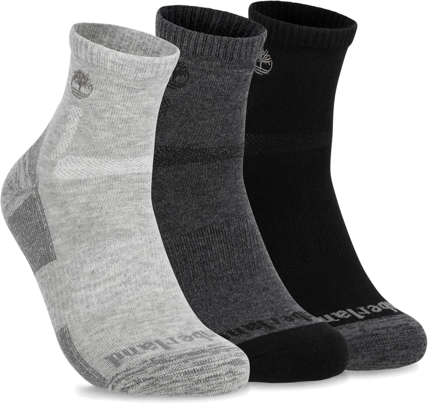 Timberland Men's Hiking, Wool, Winter, Cushioned Low Cut Quarter Socks with Arch Support