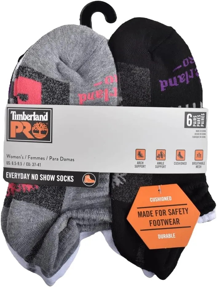 Timberland PRO Women's 6-Pack Half Cushioned No Show Socks