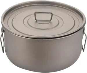 Titanium Pot Cooking Pot 1.8L Lightweight Portable with Lid Camping Cooking Set