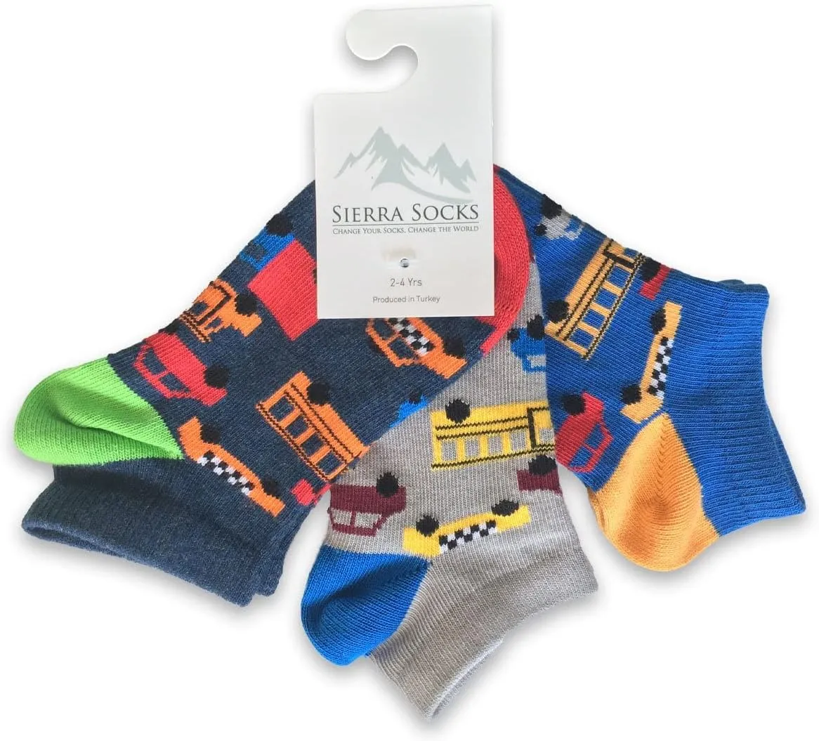 Toddler Ankle Socks - 3 Pair Pack Gift Box in Assorted Themes, Ages 1-4 Years - Soft, Breathable Combed Cotton