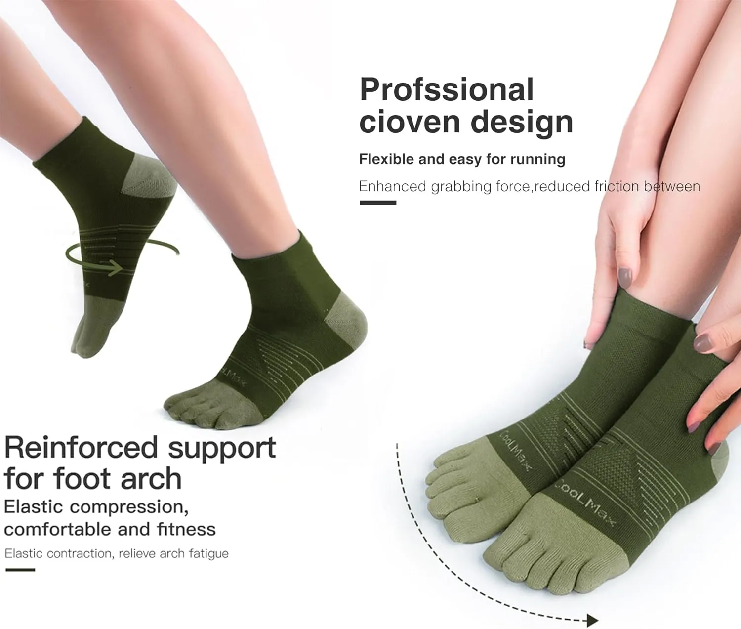 Toe Socks Cool-max Running Socks for Men Women 3 Pairs Athletic Breathable Five Finger Socks