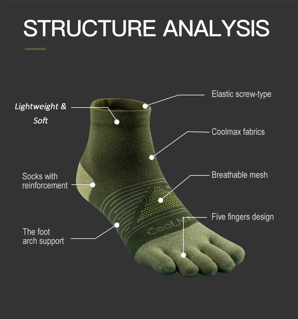 Toe Socks Cool-max Running Socks for Men Women 3 Pairs Athletic Breathable Five Finger Socks
