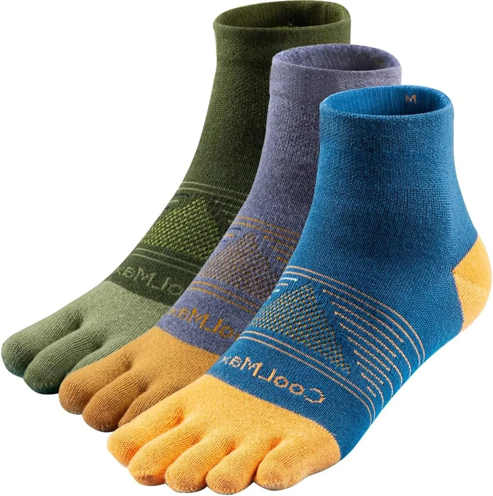 Toe Socks Cool-max Running Socks for Men Women 3 Pairs Athletic Breathable Five Finger Socks