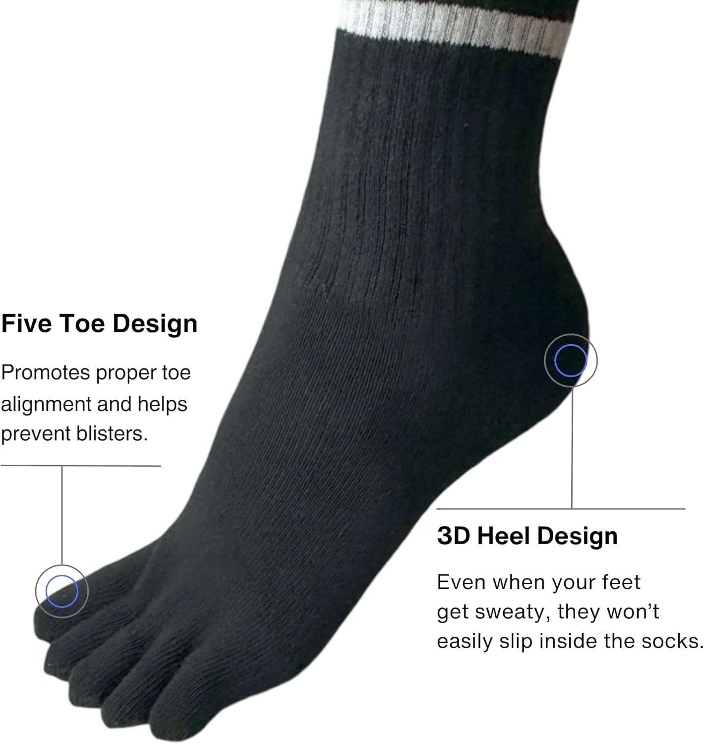 Toe Socks Crew Men and Women Athletic Running Premium Cotton Five Finger Socks Barefoot Socks Quarter