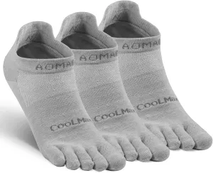 Toe Socks for Men and Women Athletic Running Coolmax Five Finger Ankle/Quarter Socks Breathable Lightweight, 3 Pairs