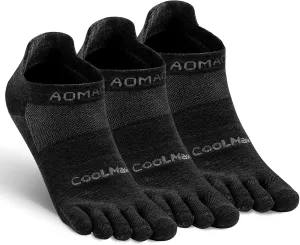 Toe Socks for Men and Women Athletic Running Coolmax Five Finger Ankle/Quarter Socks Breathable Lightweight, 3 Pairs