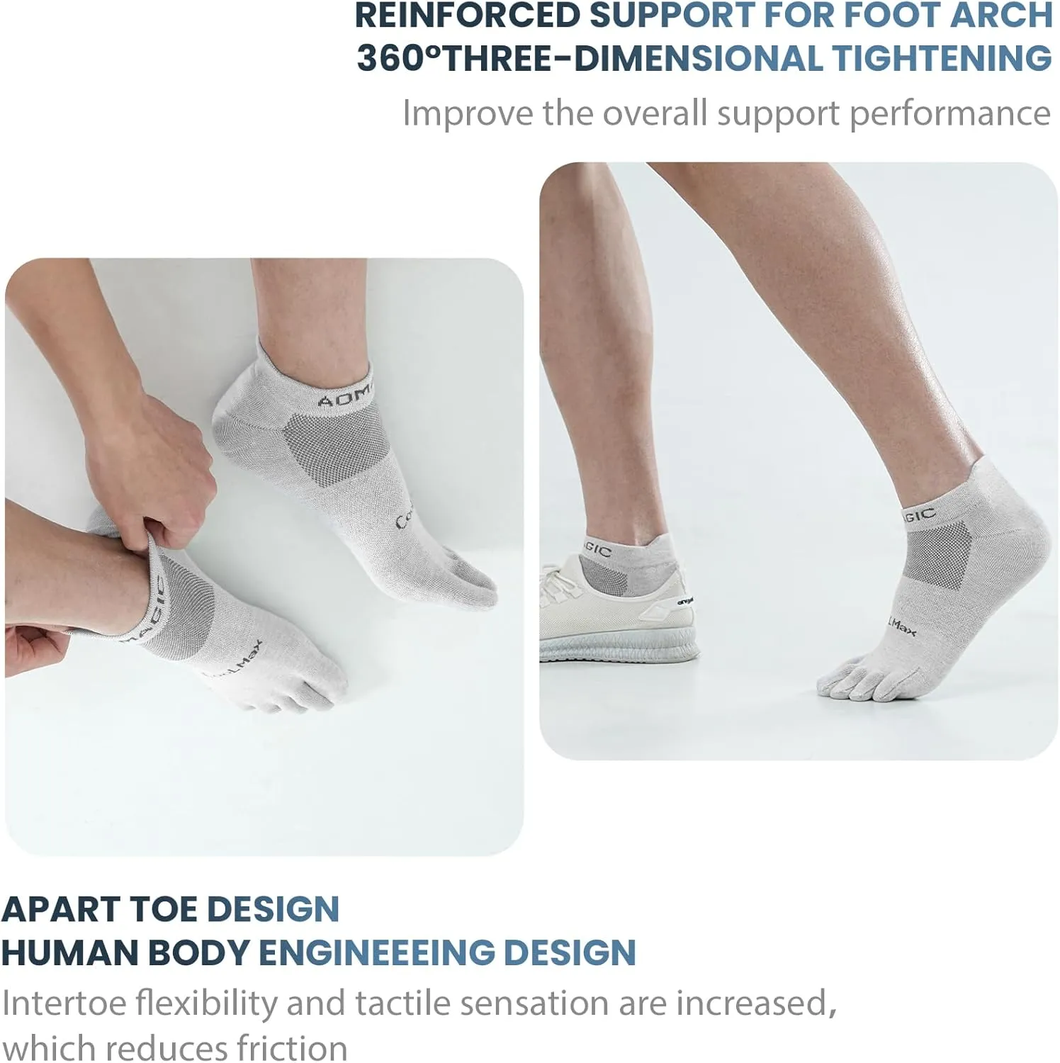 Toe Socks for Men and Women Athletic Running Coolmax Five Finger Ankle/Quarter Socks Breathable Lightweight, 3 Pairs